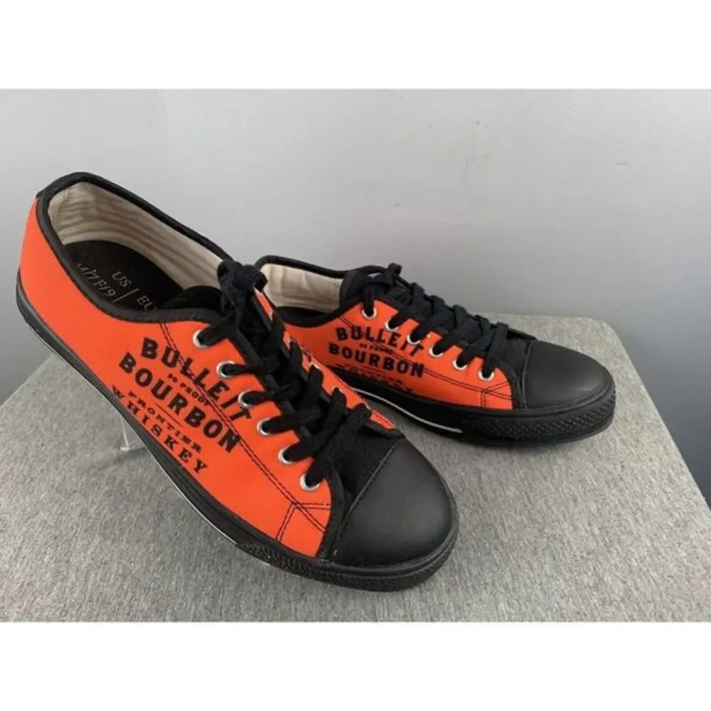 BULLEIT BOURBON FRONTIER‎ WHISKEY Men's Skate shoes size 7 Women 9 orange/black